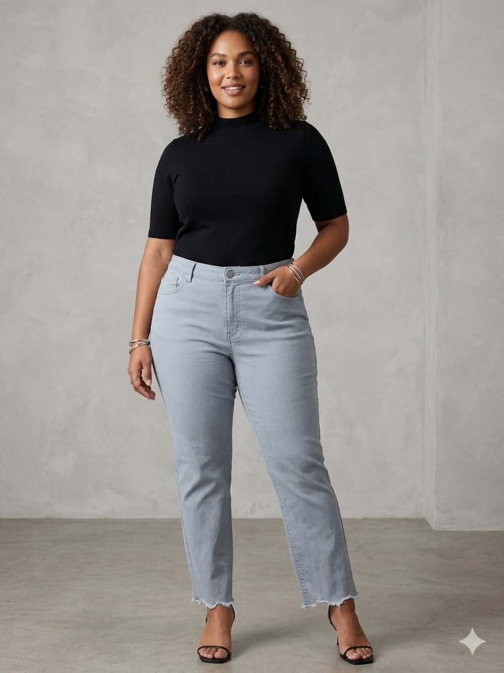Democracy Ab-Solution High-Rise Straight Ankle Jeans with Frayed Hem in Gray